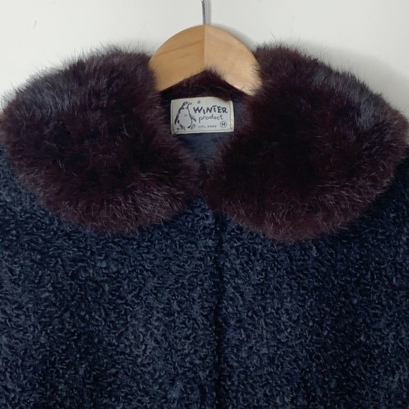 A Winter Product Vintage Black Curly Persian Lamb Fur Collar ‘60s Crop Jacket - Picture 3 of 12